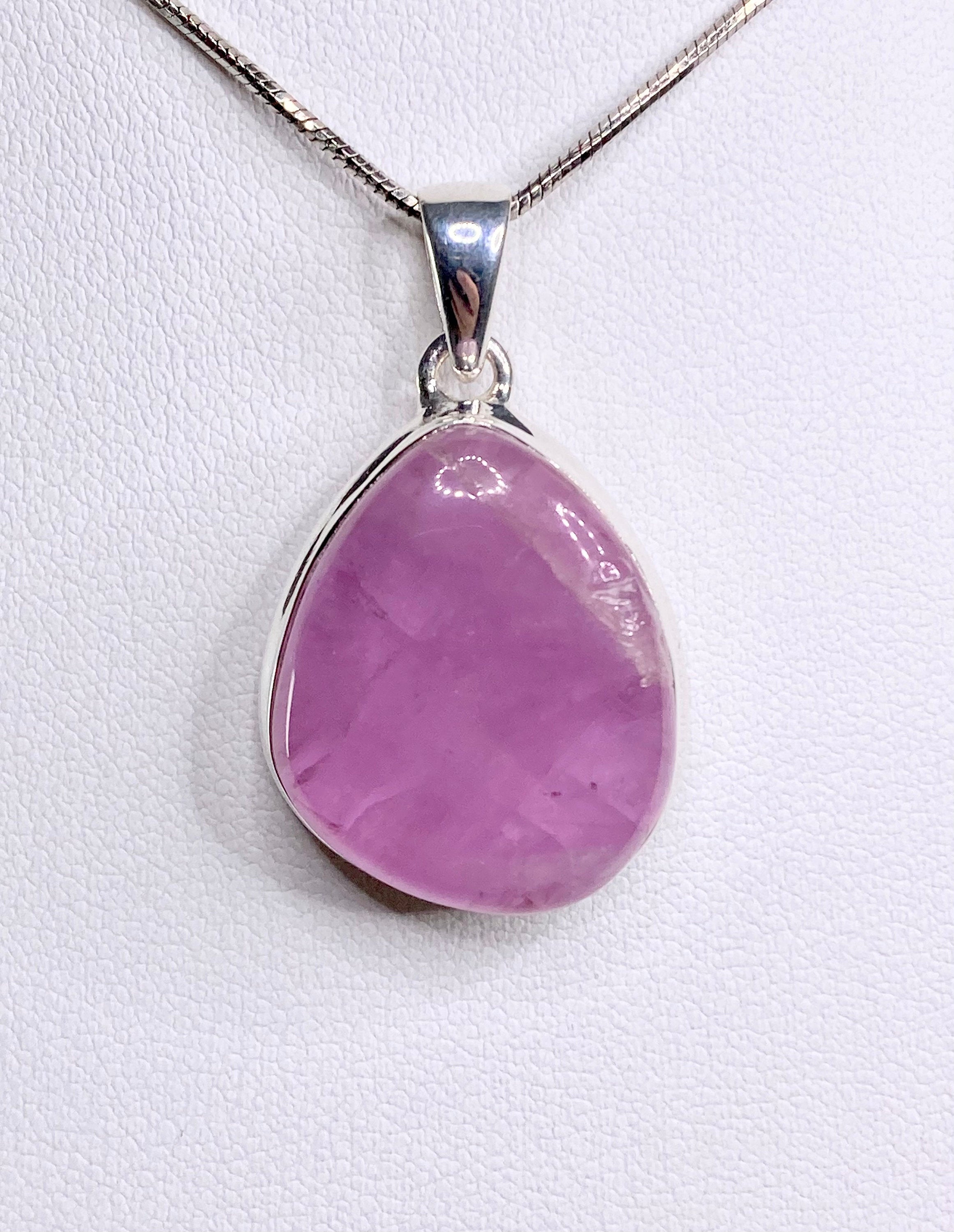 Natural Kunzite and Silver Pendant Necklace