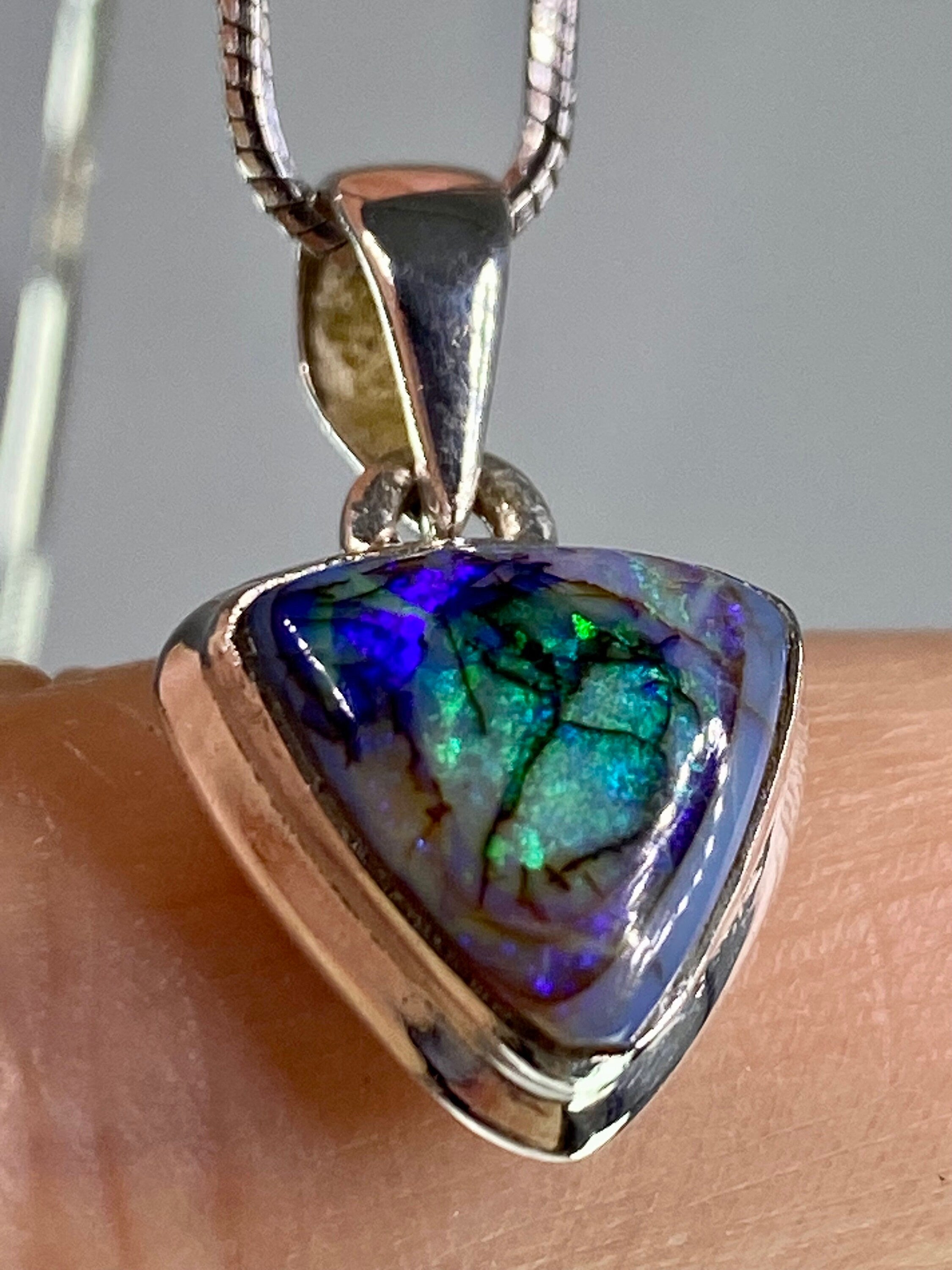 Sterling (Monarch) Opal and Silver Pendant