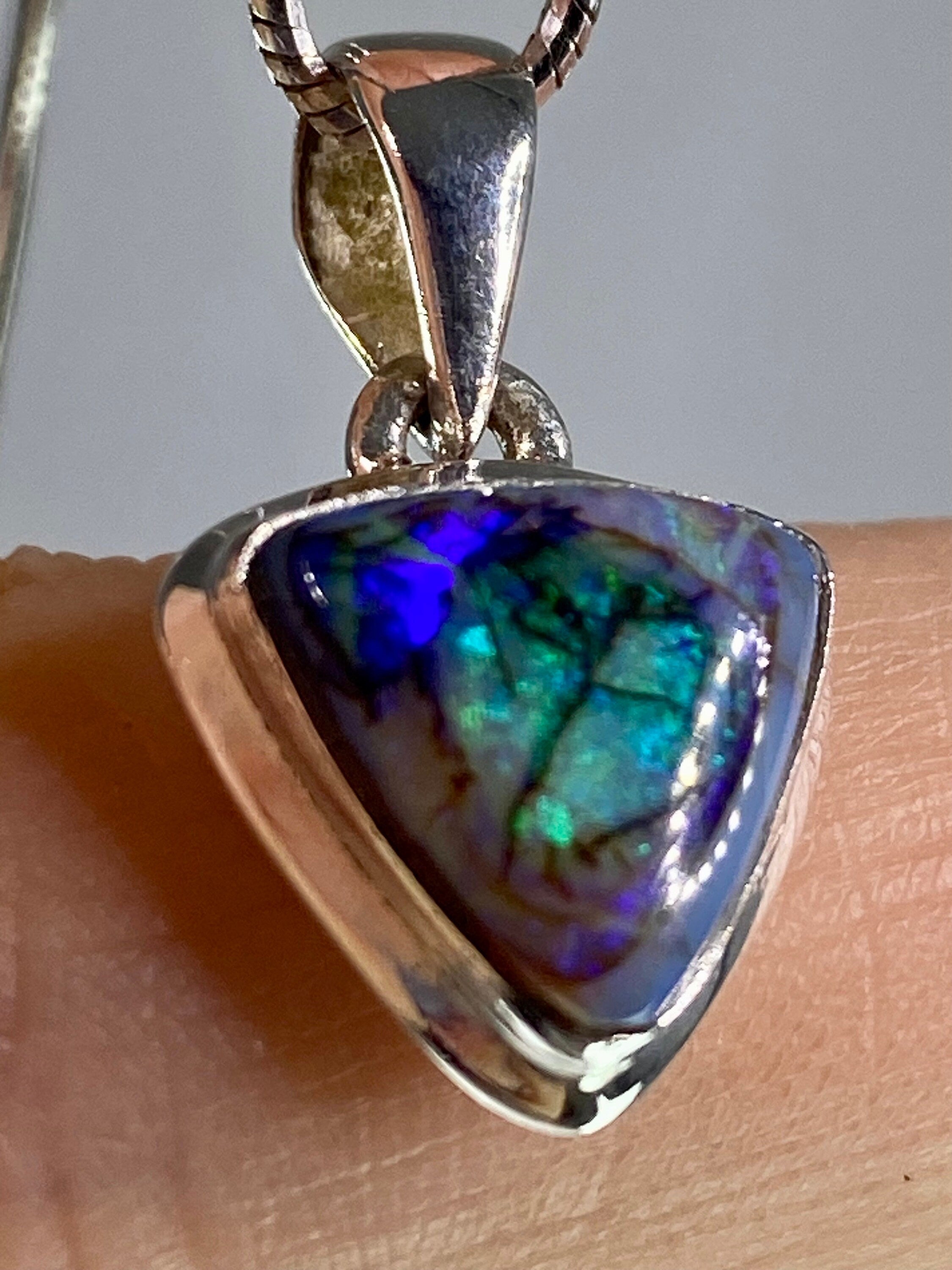 Sterling (Monarch) Opal and Silver Pendant