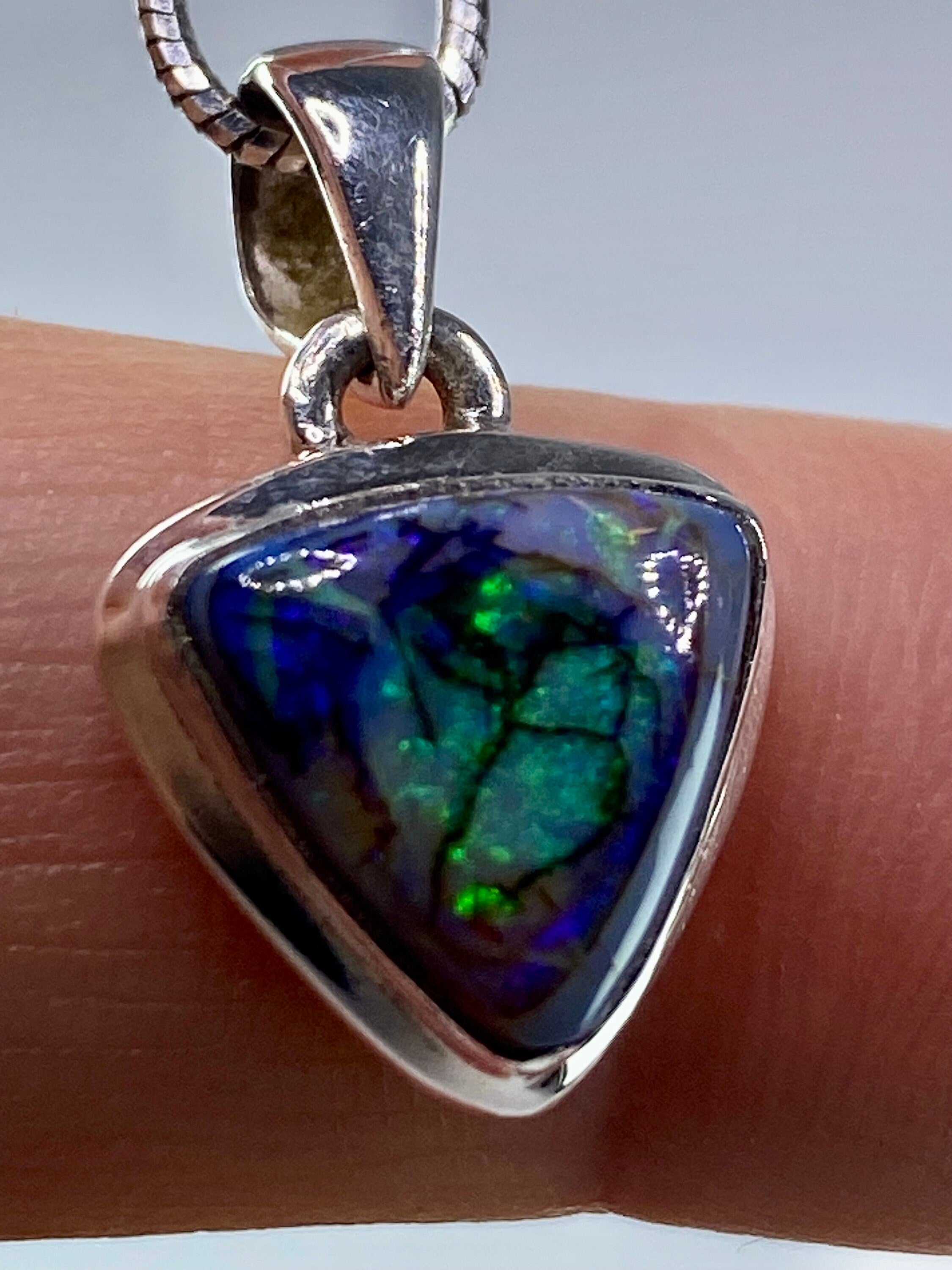 Sterling (Monarch) Opal and Silver Pendant