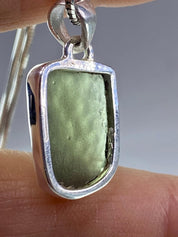 Natural MOLDAVITE and Sterling Silver Pendant