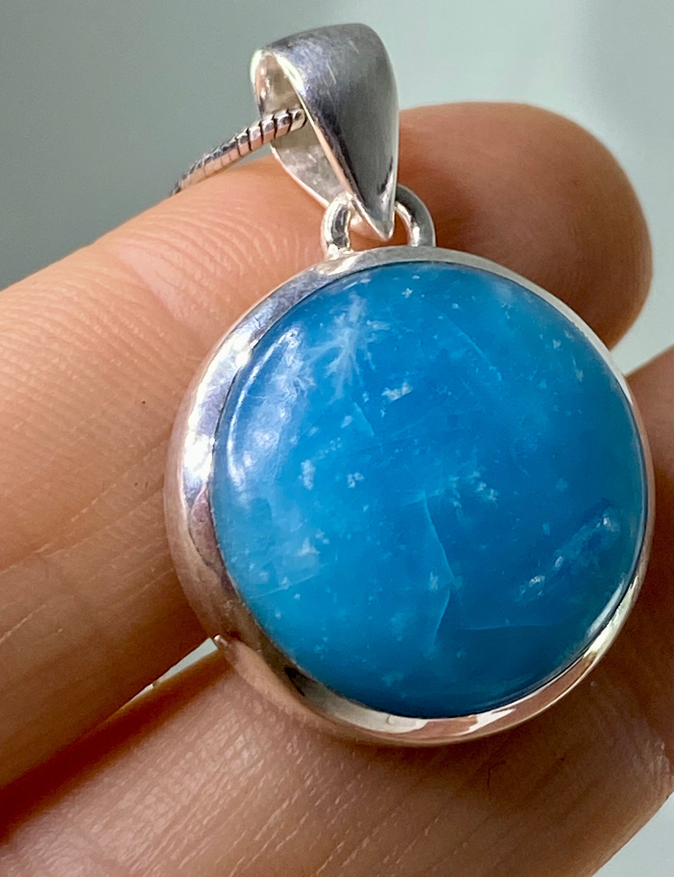 Natural Smithsonite and Silver Pendant