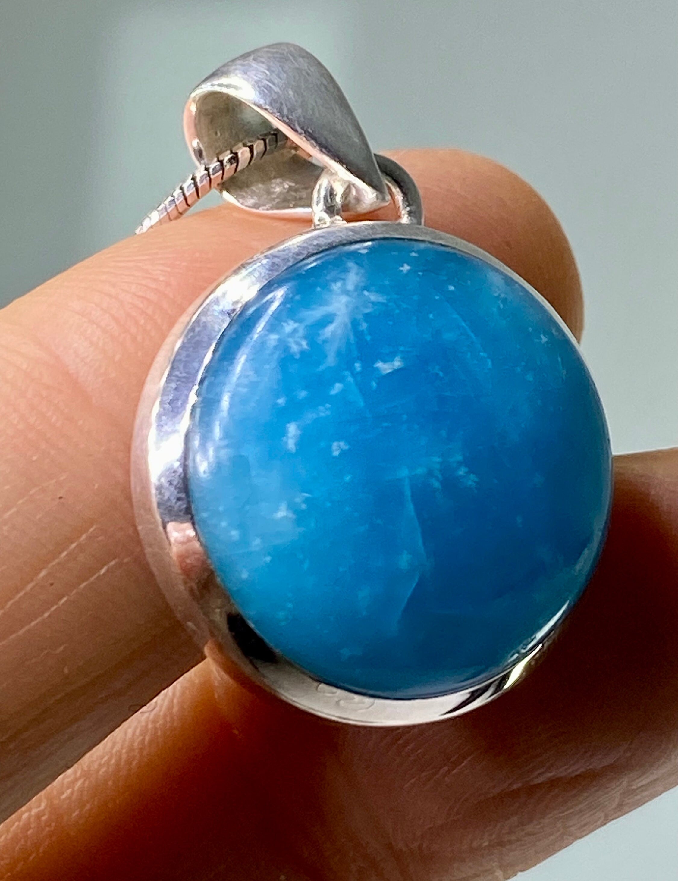 Natural Smithsonite and Silver Pendant