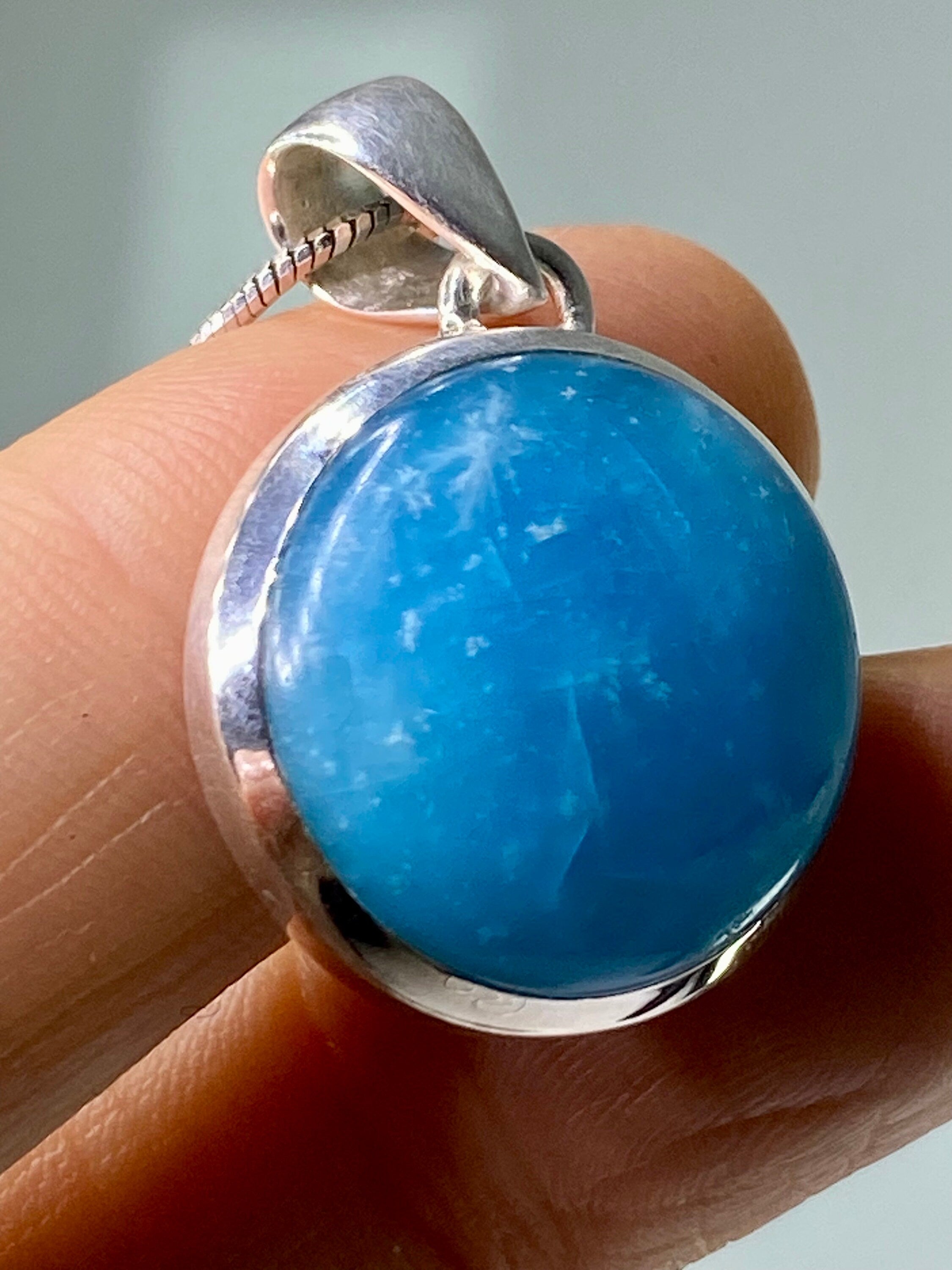 Natural Smithsonite and Silver Pendant