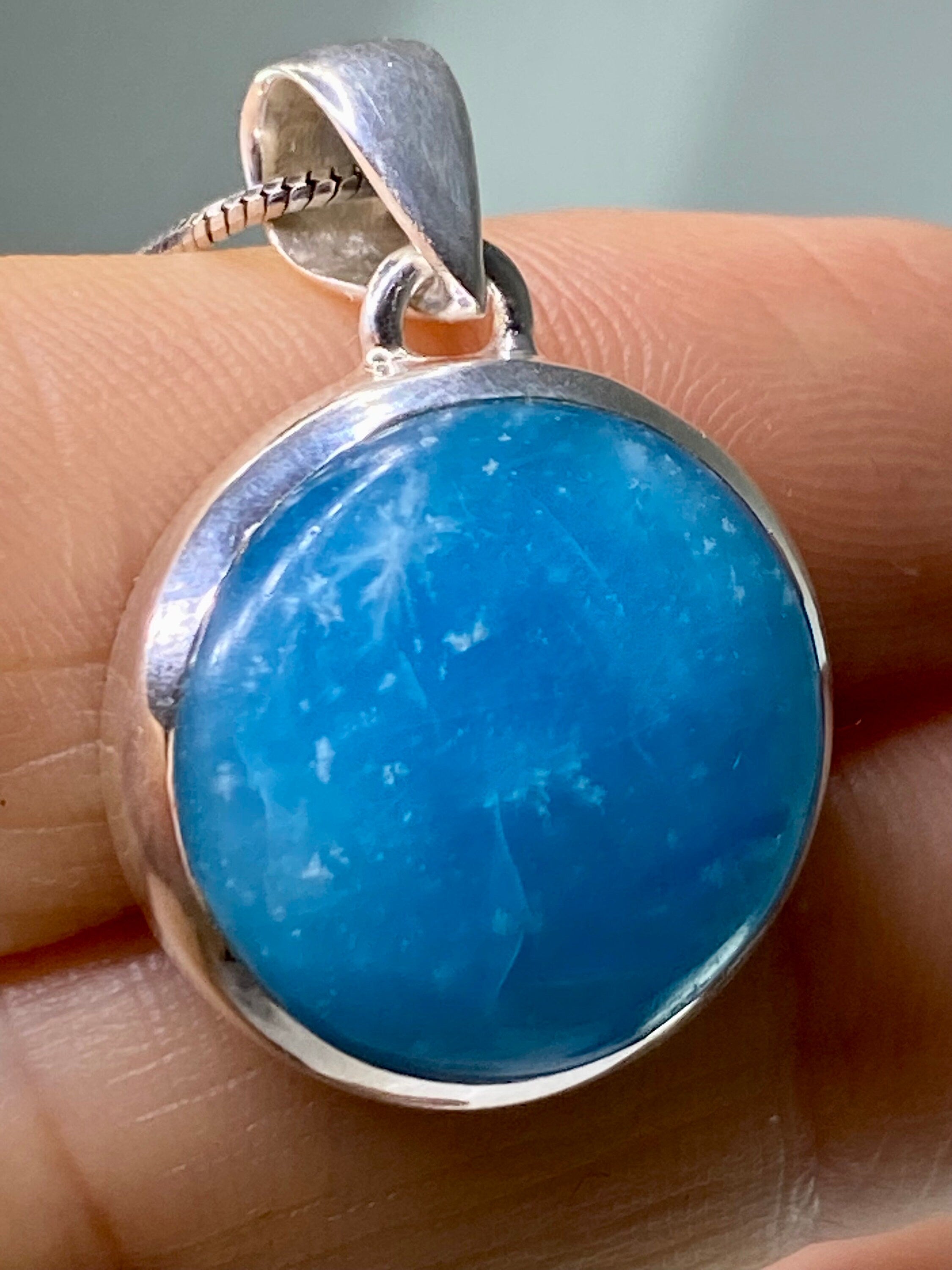 Natural Smithsonite and Silver Pendant