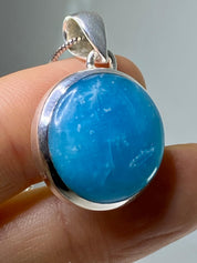 Natural Smithsonite and Silver Pendant