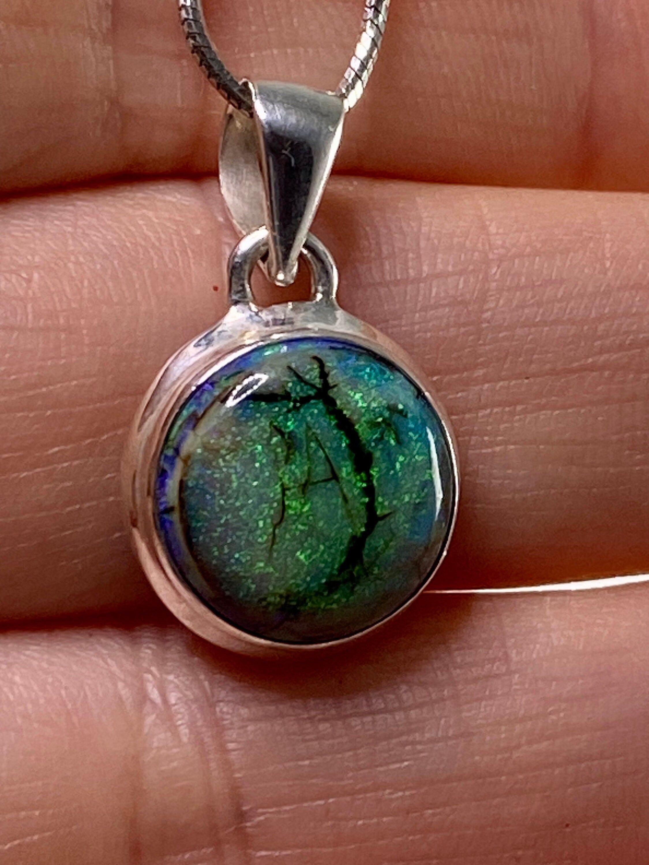 Sterling (Monarch) Opal and Silver Pendant