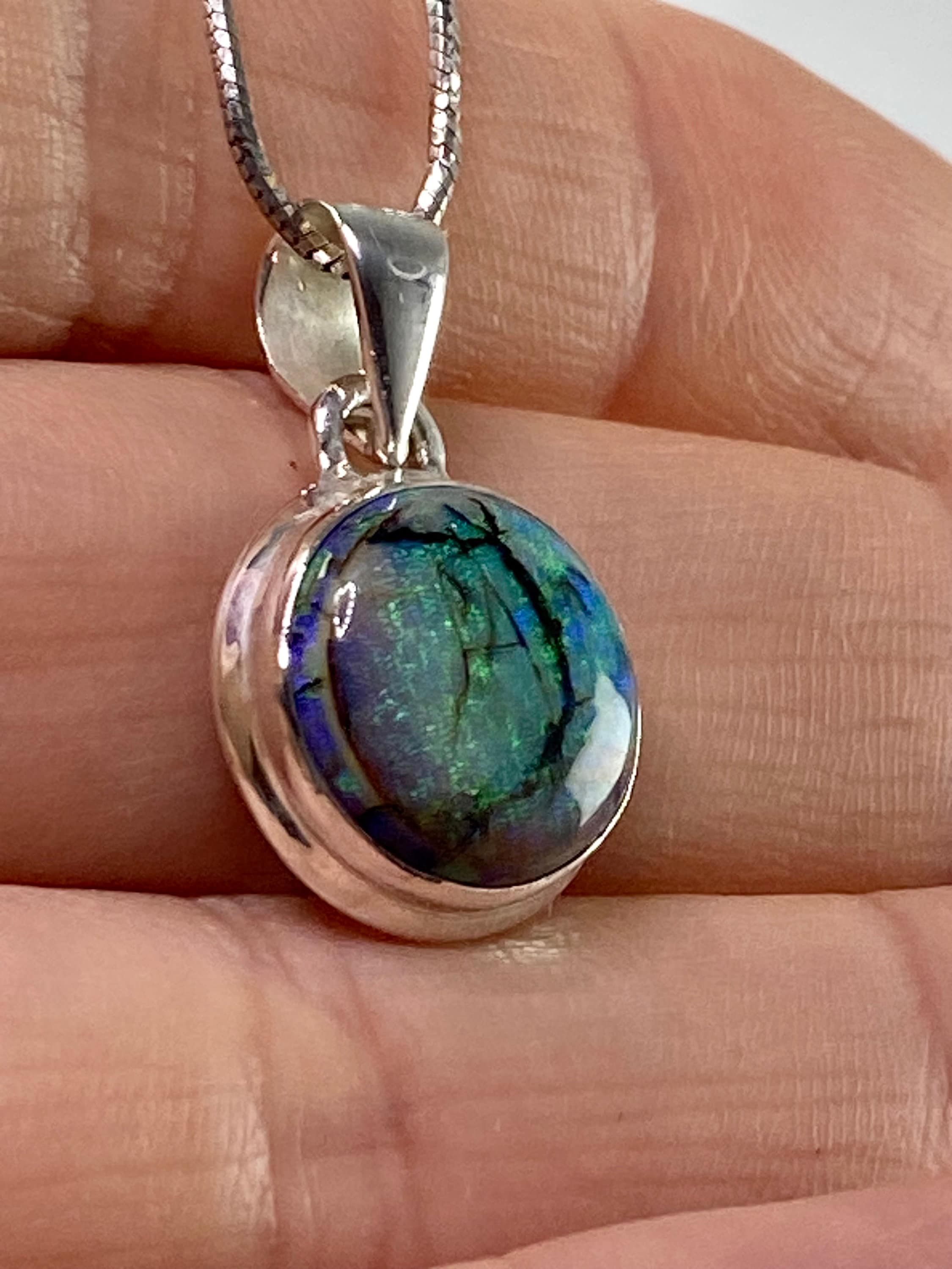 Sterling (Monarch) Opal and Silver Pendant