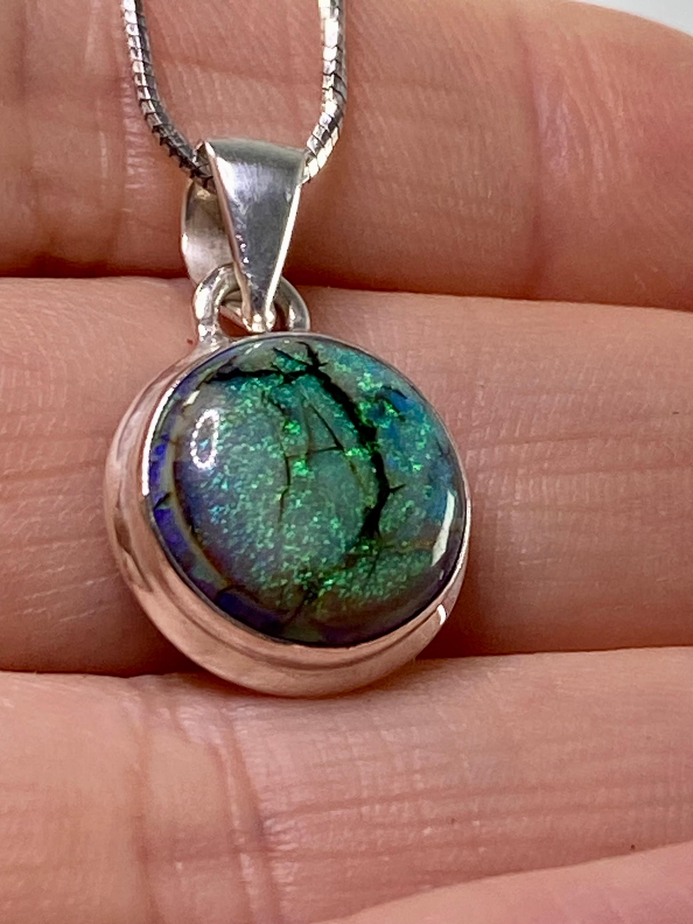 Sterling (Monarch) Opal and Silver Pendant