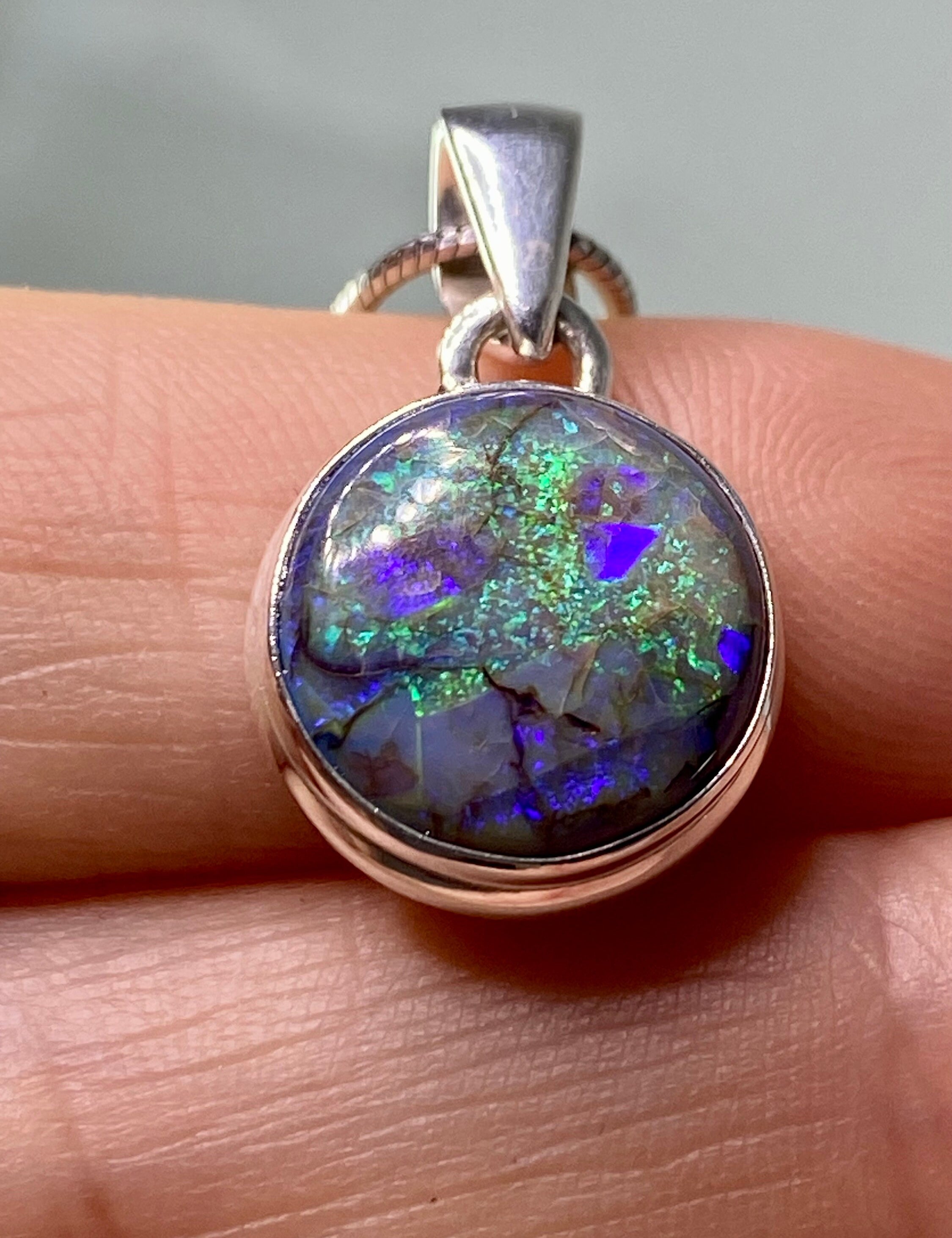 Sterling (Monarch) Opal and Silver Pendant