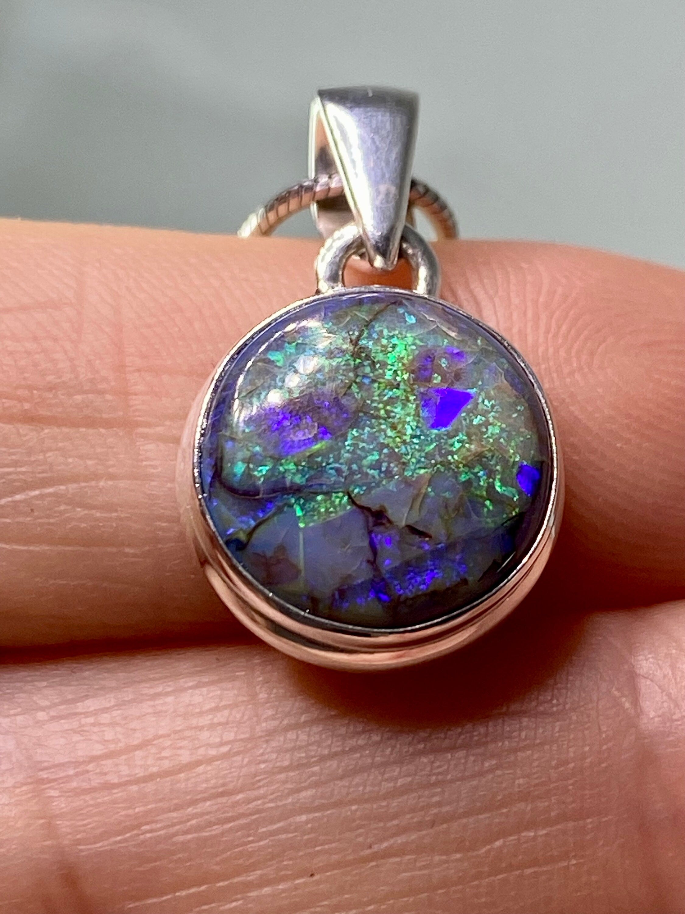 Sterling (Monarch) Opal and Silver Pendant