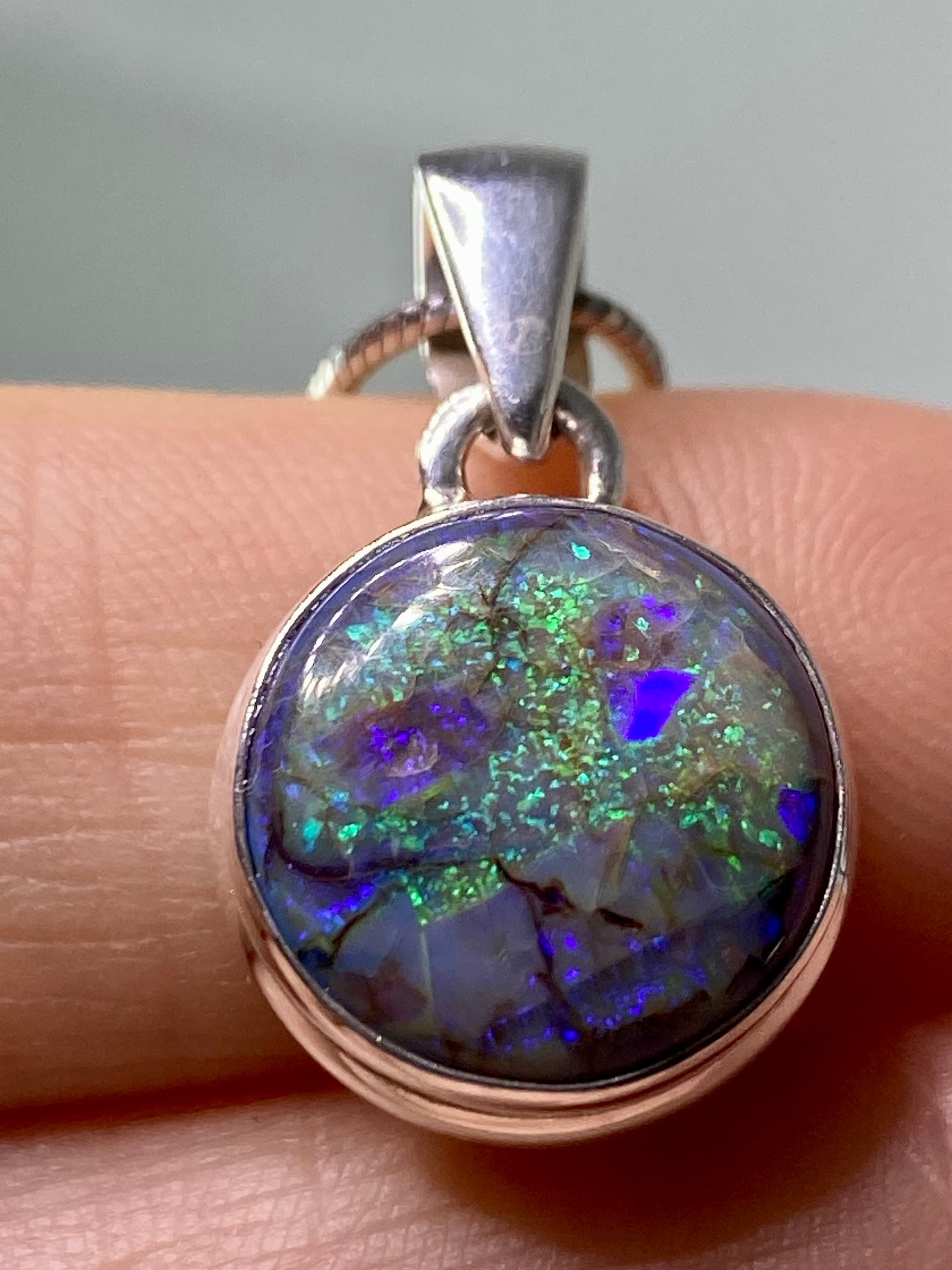 Sterling (Monarch) Opal and Silver Pendant