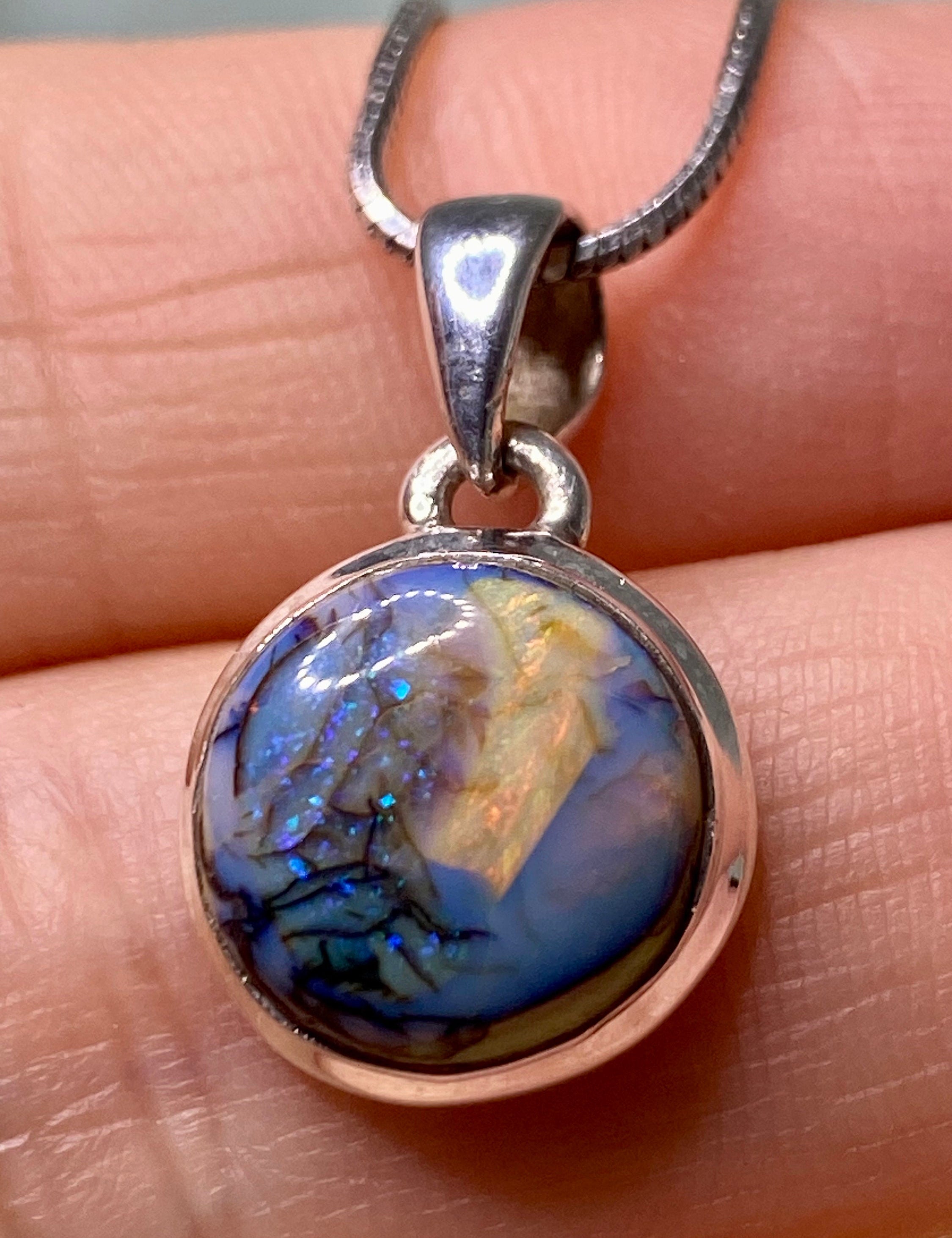 Sterling (Monarch) Opal and Silver Pendant