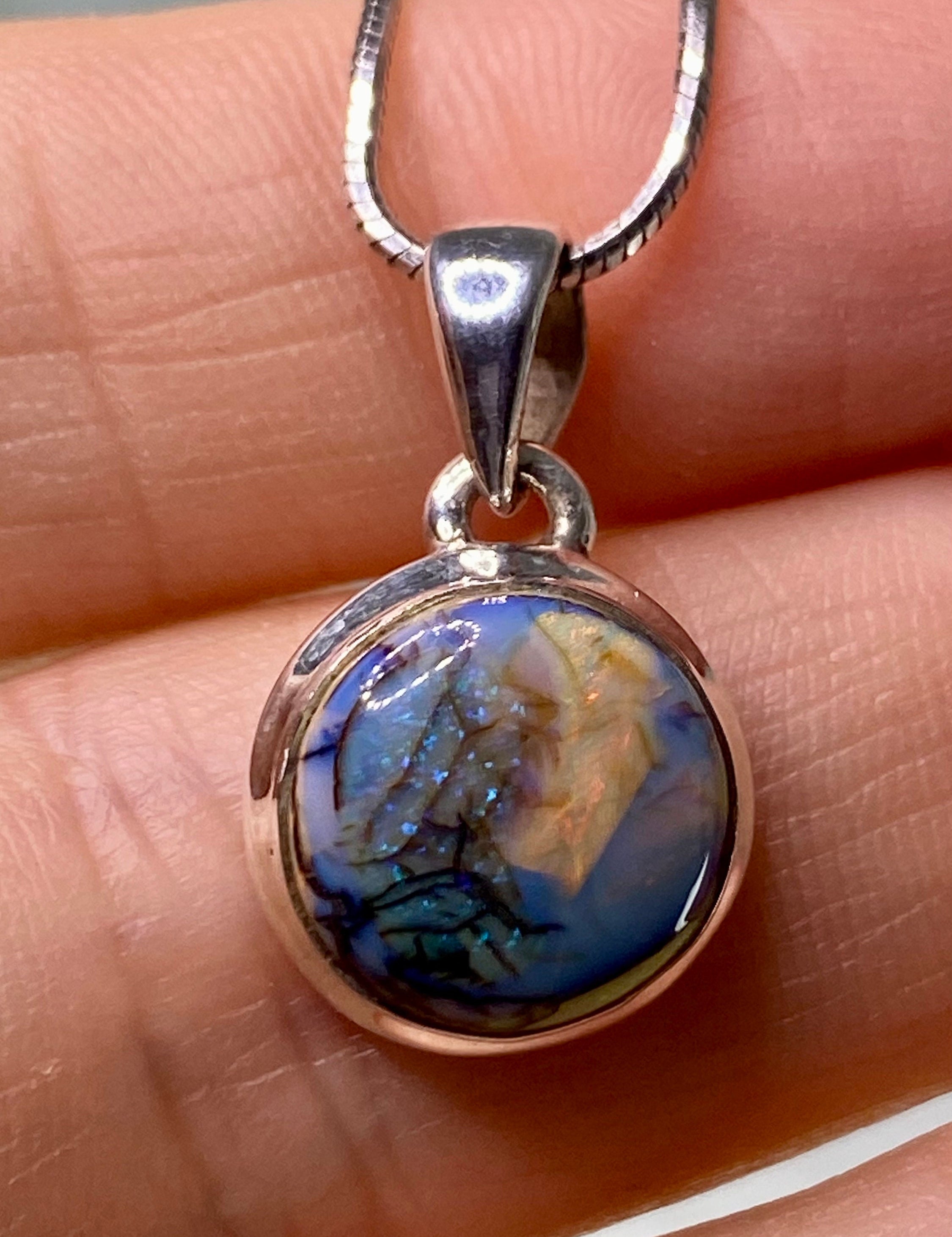 Sterling (Monarch) Opal and Silver Pendant