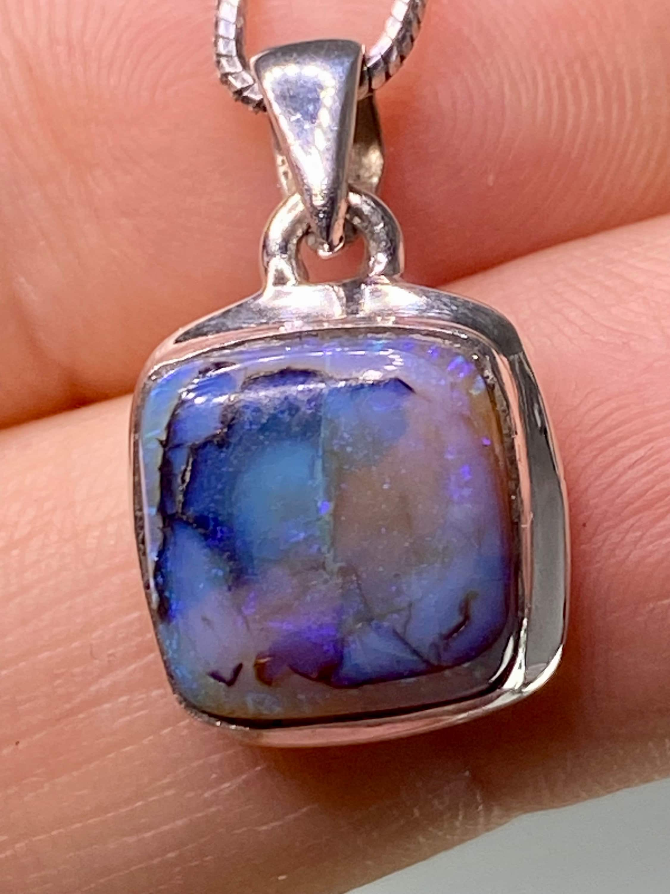 Sterling (Monarch) Opal and Silver Pendant