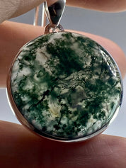 Grade AAA - Moss Agate and Silver Pendant