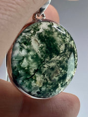 Grade AAA - Moss Agate and Silver Pendant