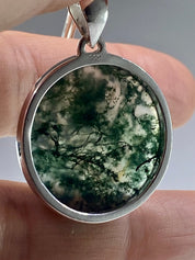 Grade AAA - Moss Agate and Silver Pendant