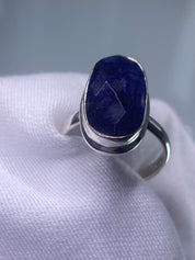 Raw Faceted Sapphire and Siver Ring