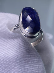 Raw Faceted Sapphire and Siver Ring