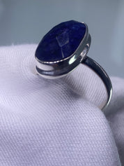 Raw Faceted Sapphire and Siver Ring