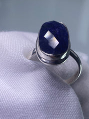 Raw Faceted Sapphire and Siver Ring