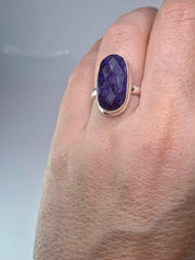 Raw Faceted Sapphire and Siver Ring