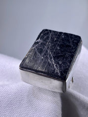 Natural Black Tourmaline and Silver Ring (F)