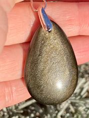 Black Obsidian and Silver Pendant