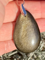 Black Obsidian and Silver Pendant