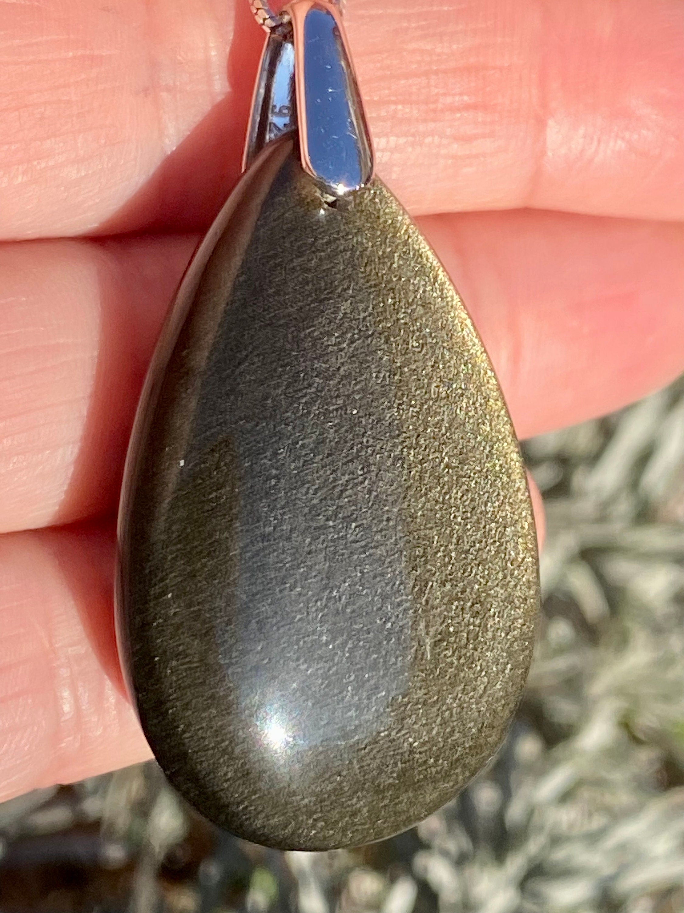 Black Obsidian and Silver Pendant