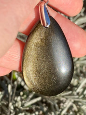 Black Obsidian and Silver Pendant