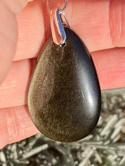 Black Obsidian and Silver Pendant