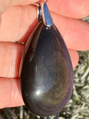 Rainbow Obsidian and Silver Pendant