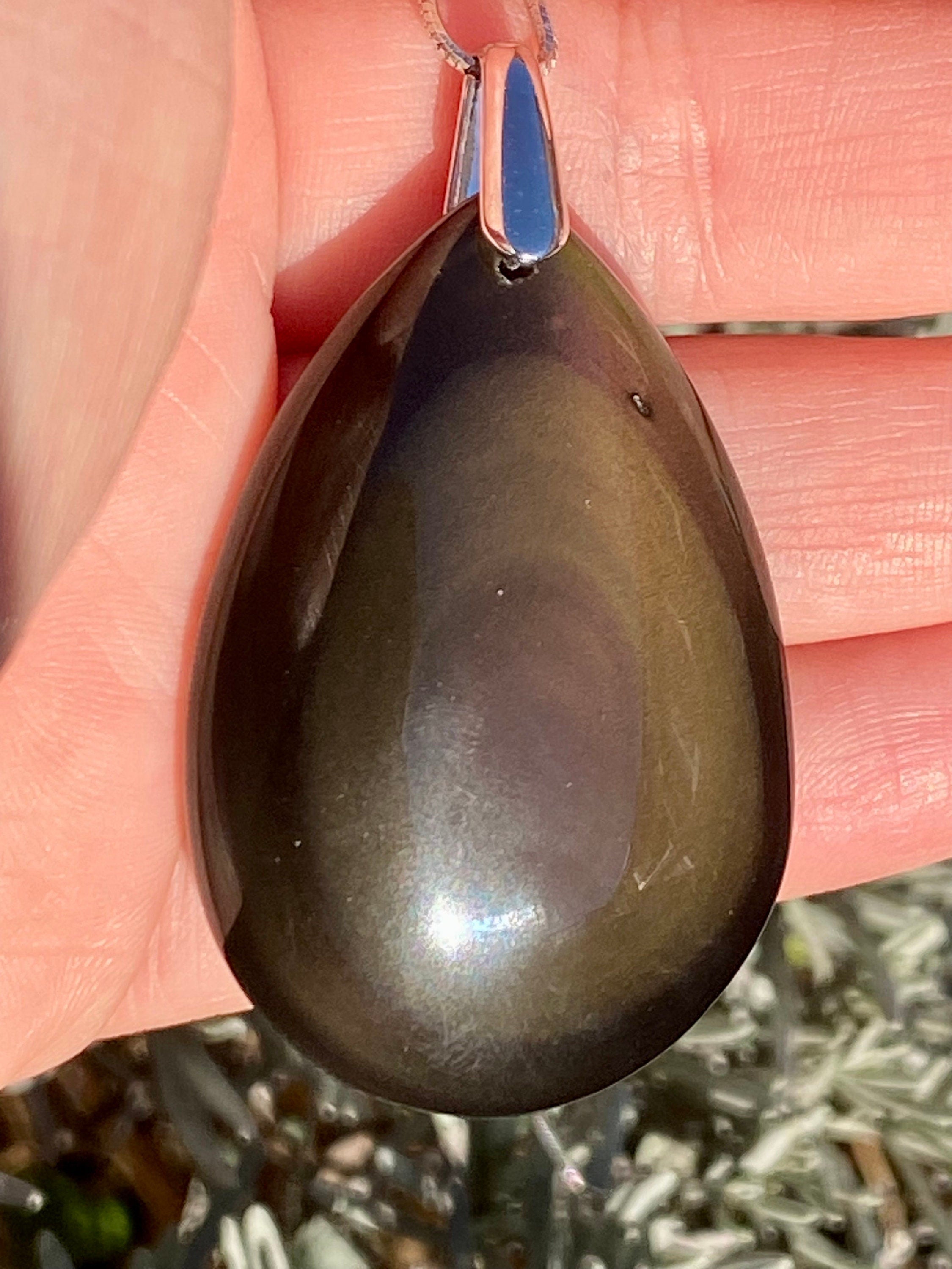 Rainbow Obsidian and Silver Pendant