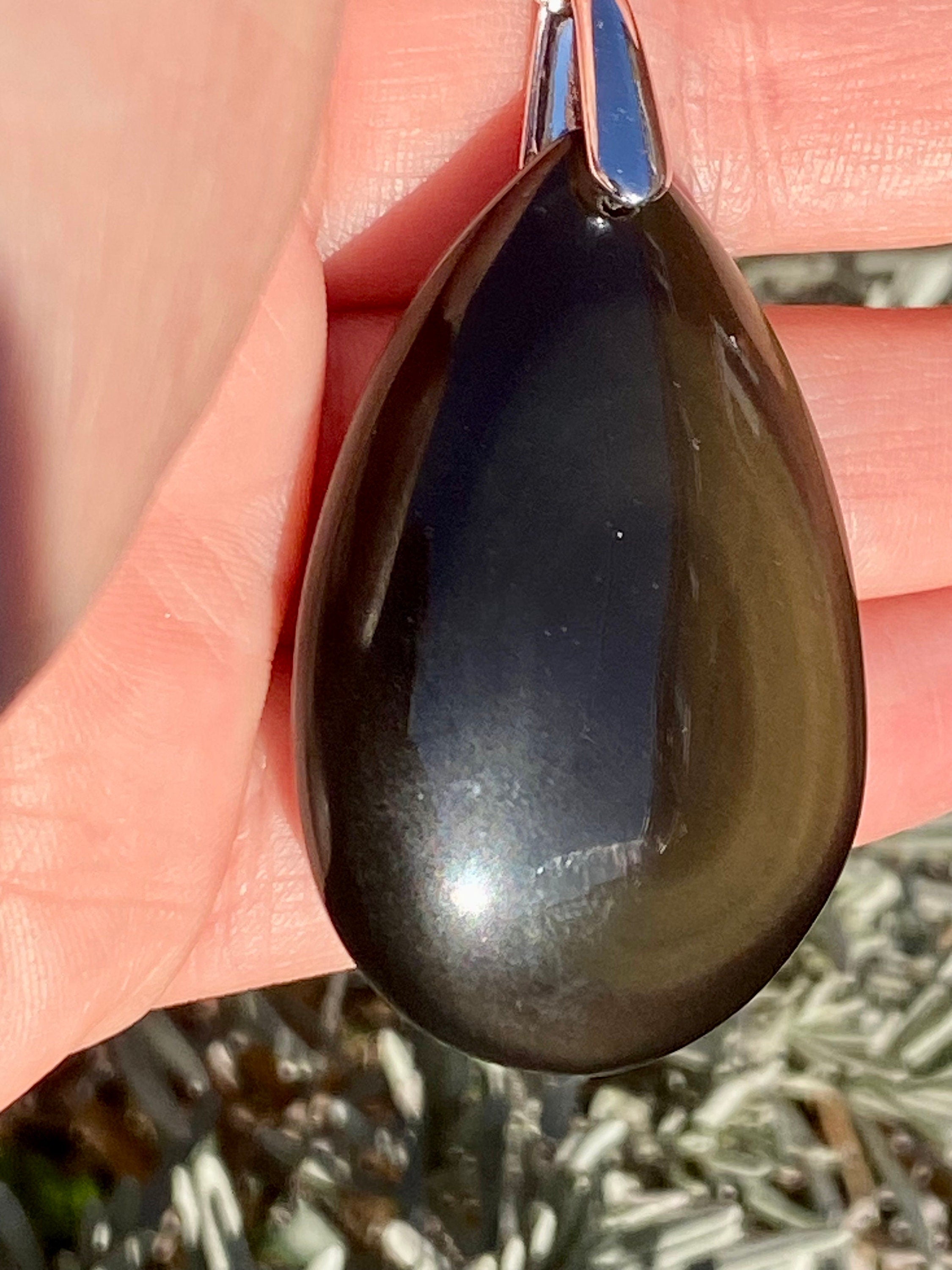 Rainbow Obsidian and Silver Pendant