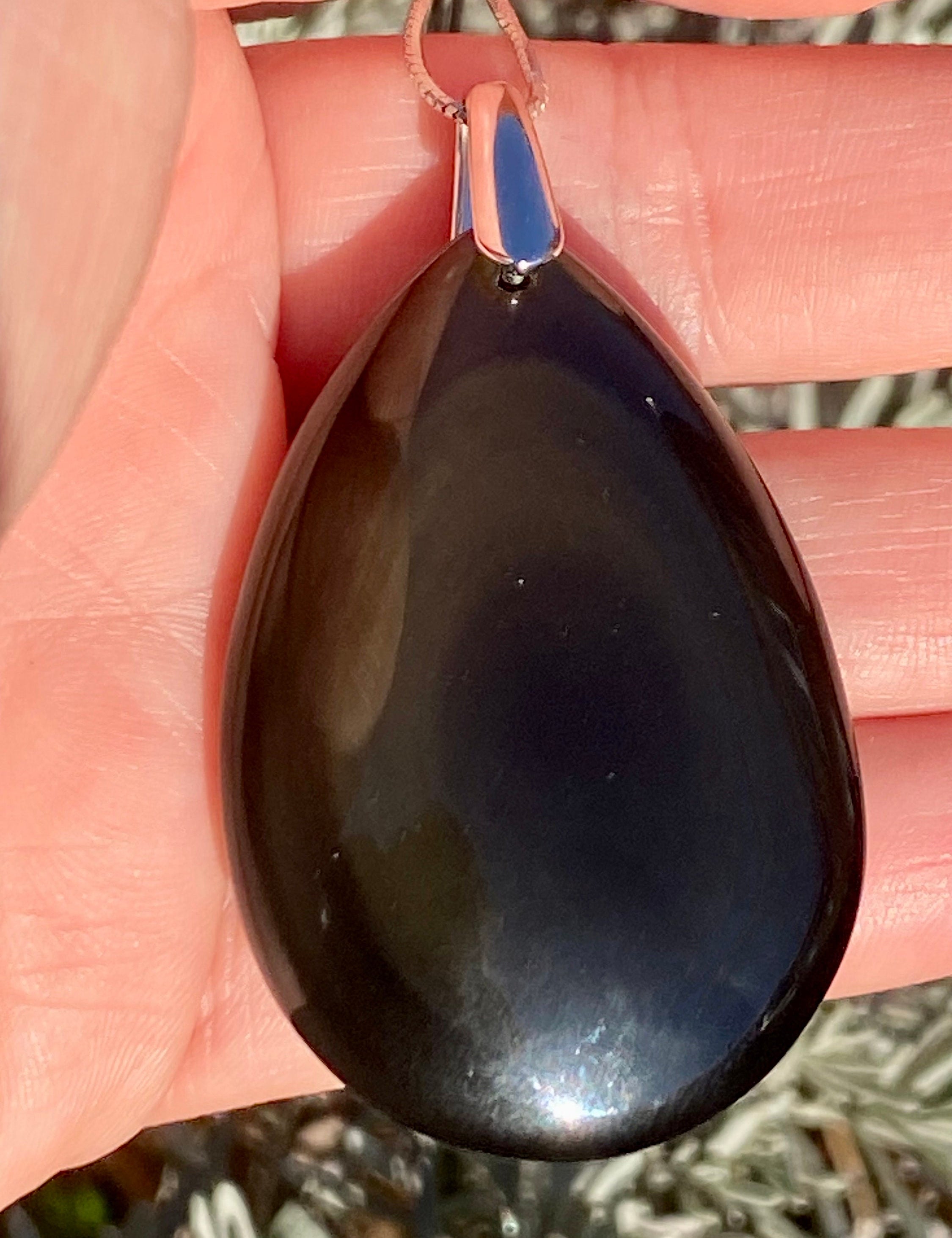 Rainbow Obsidian and Silver Pendant