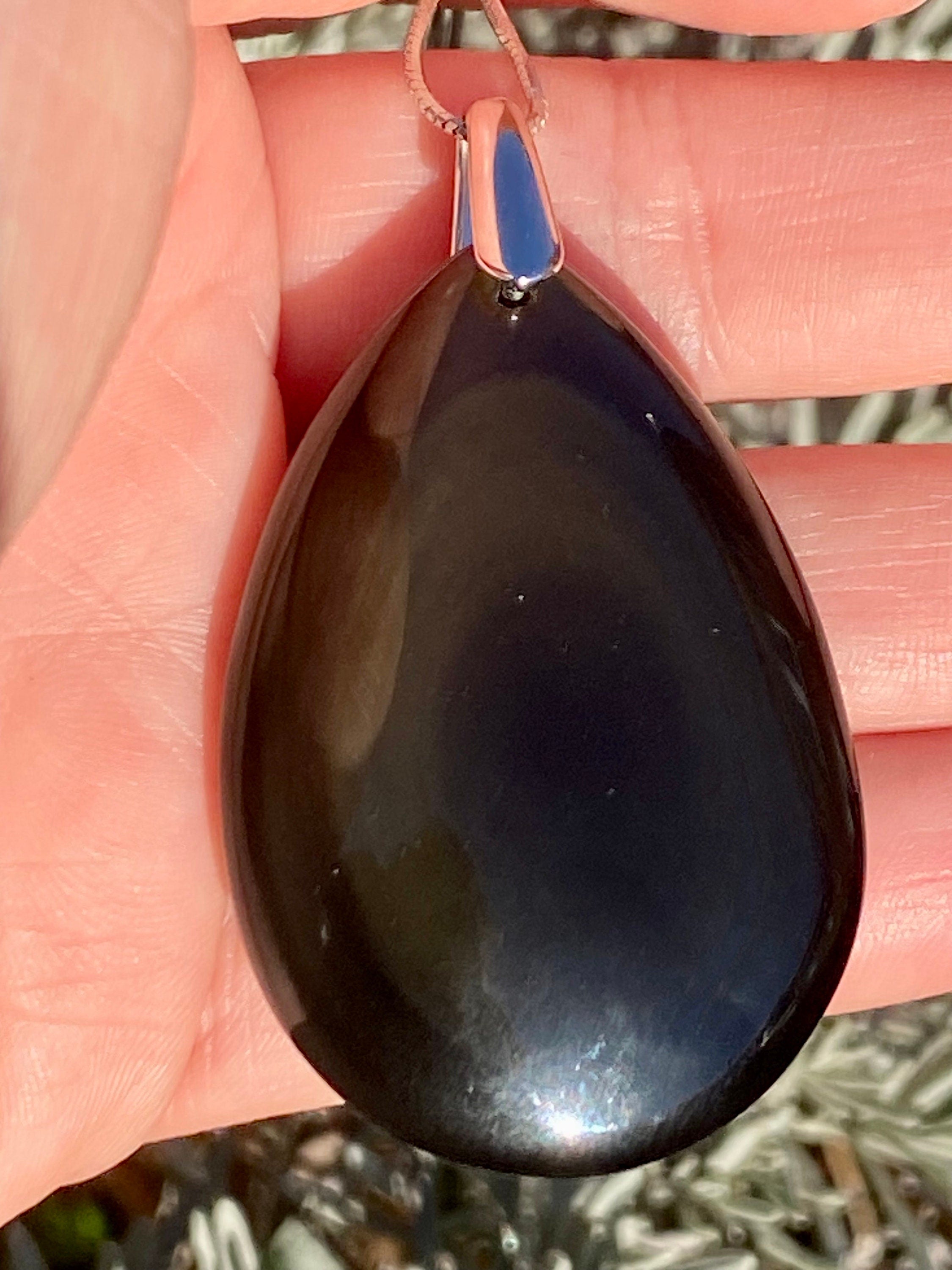 Rainbow Obsidian and Silver Pendant