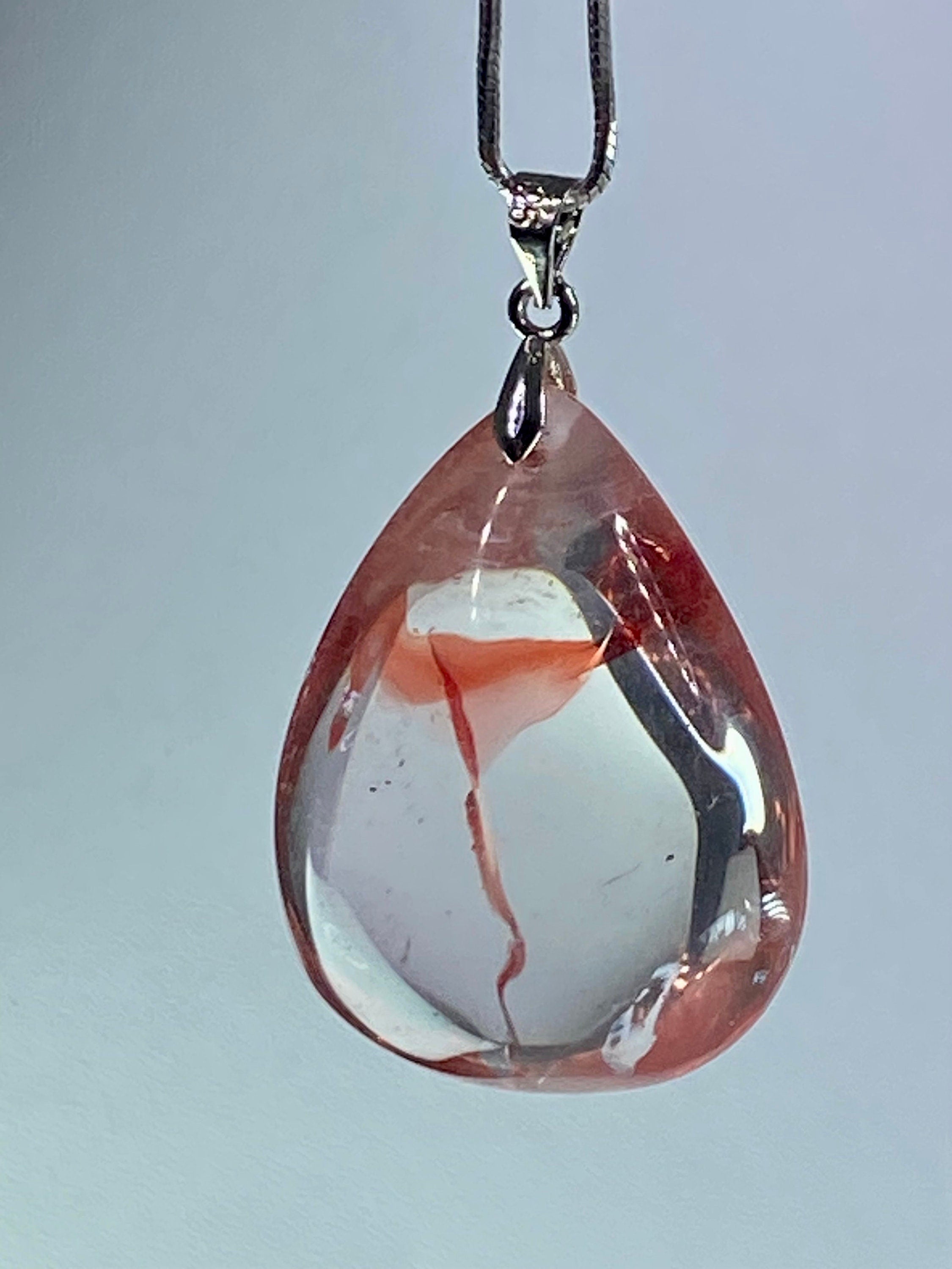 Grade AAA - Red Limonite and Silver Pendant