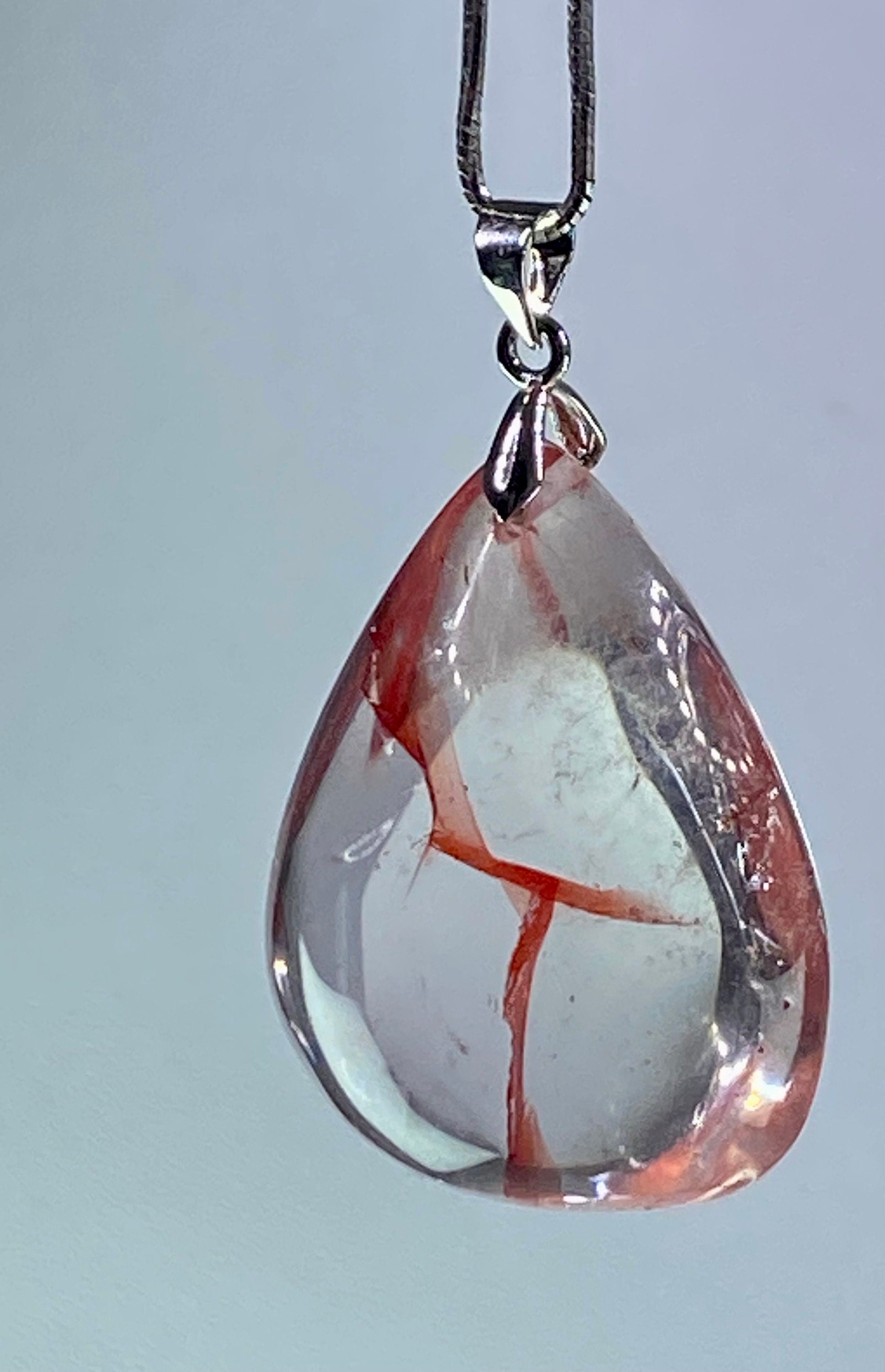 Grade AAA - Red Limonite and Silver Pendant