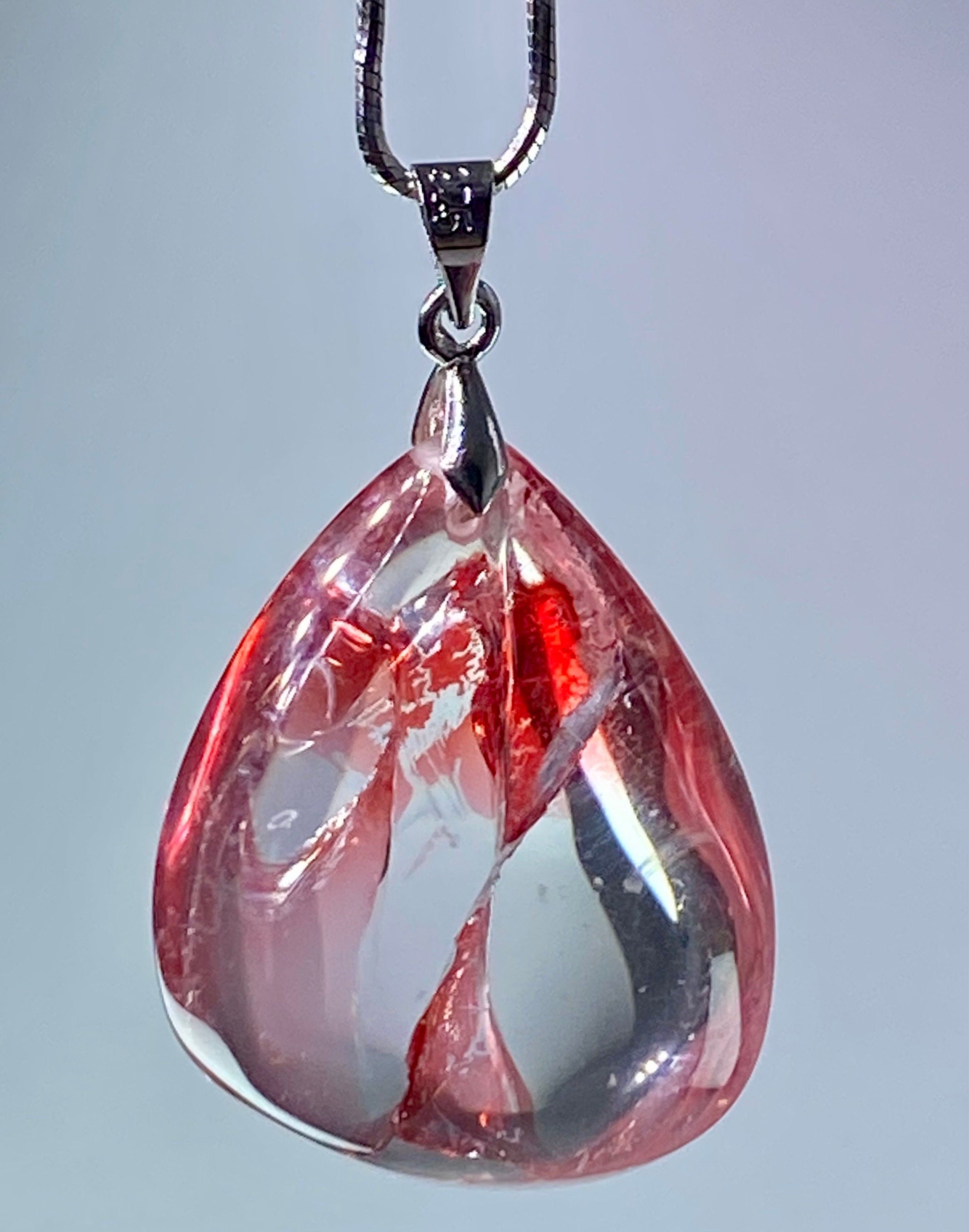 Grade AAA - Red Limonite and Silver Pendant