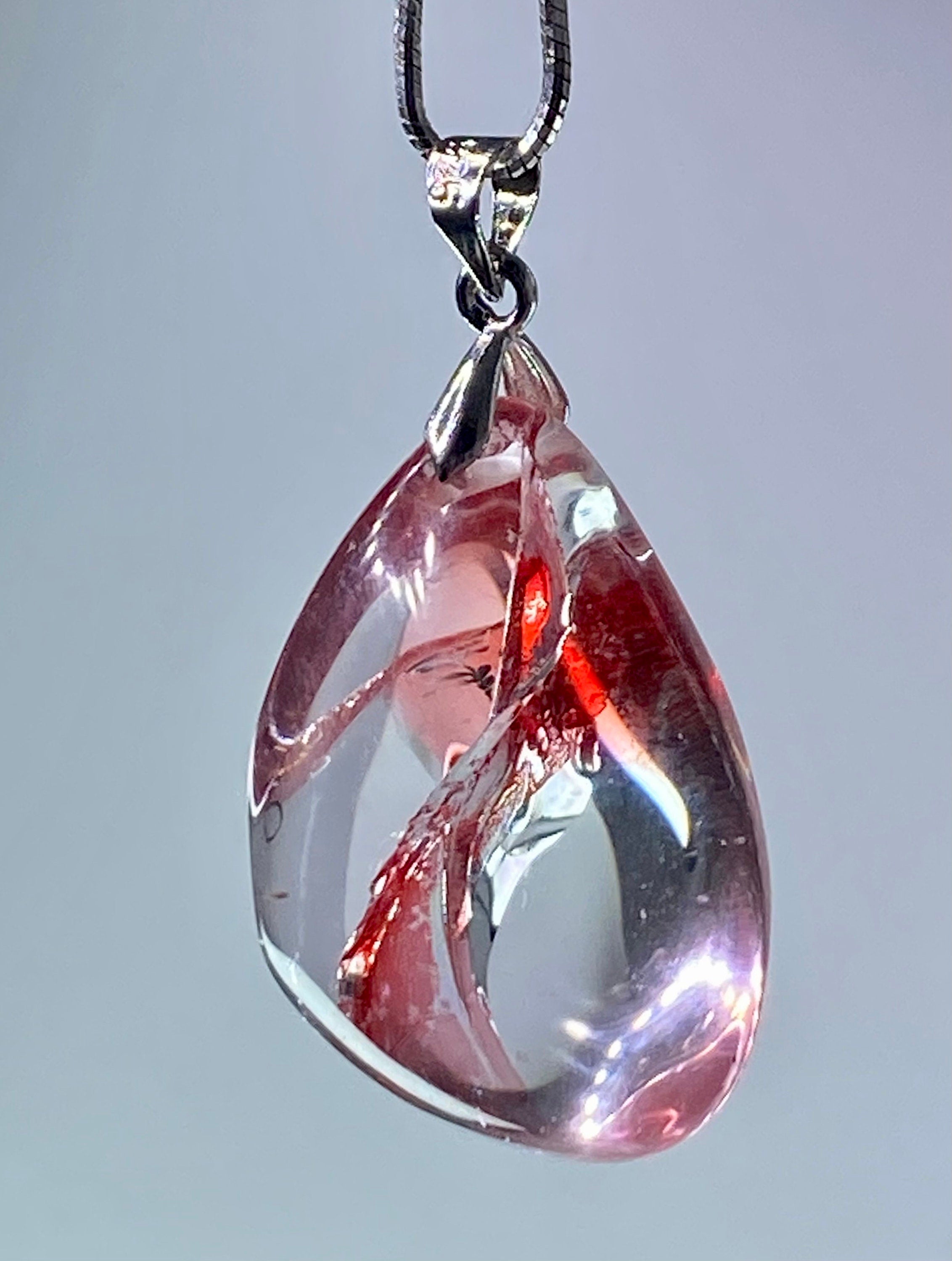 Grade AAA - Red Limonite and Silver Pendant