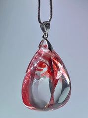 Grade AAA - Red Limonite and Silver Pendant