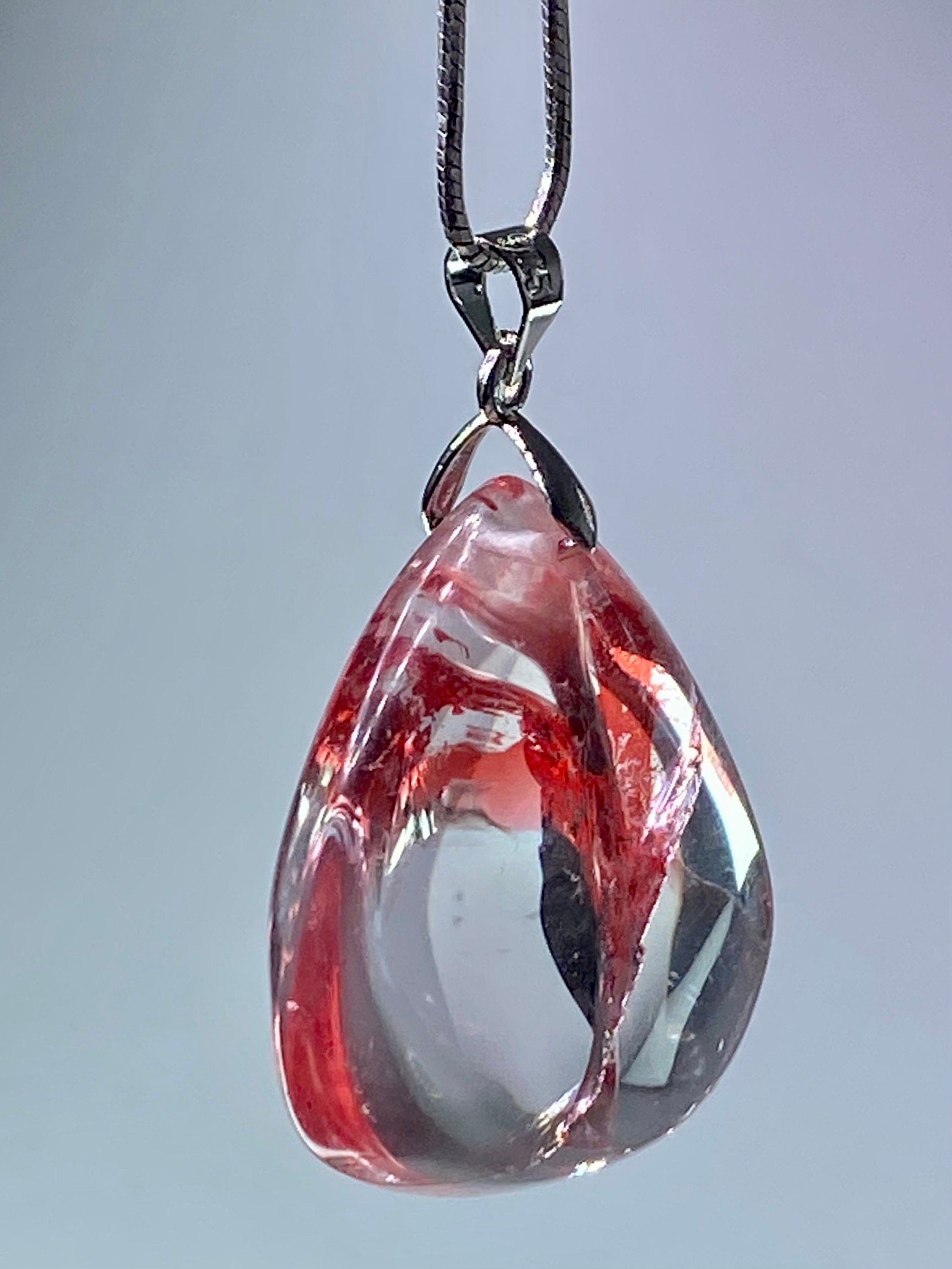 Grade AAA - Red Limonite and Silver Pendant