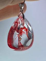 Grade AAA - Red Limonite and Silver Pendant