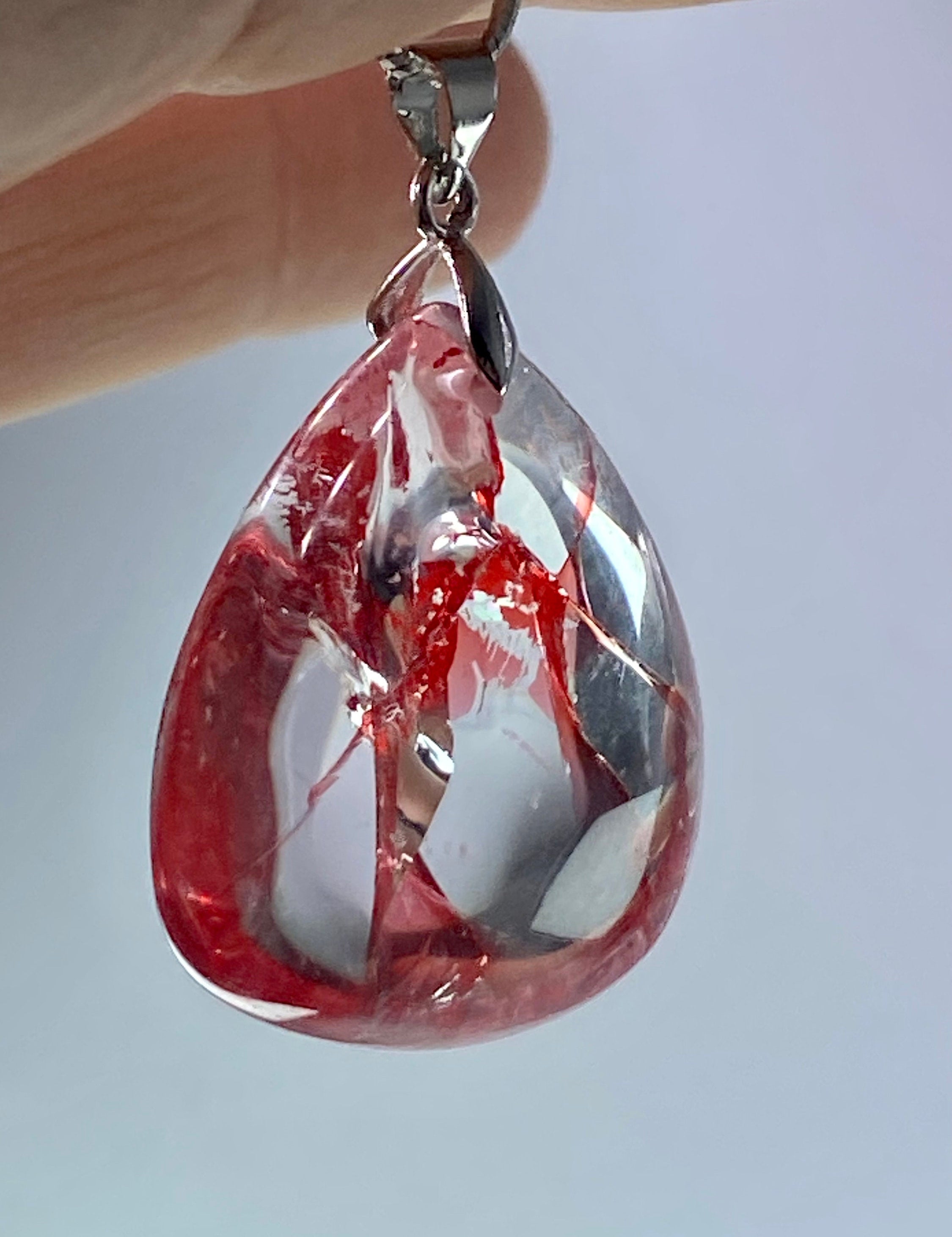 Grade AAA - Red Limonite and Silver Pendant