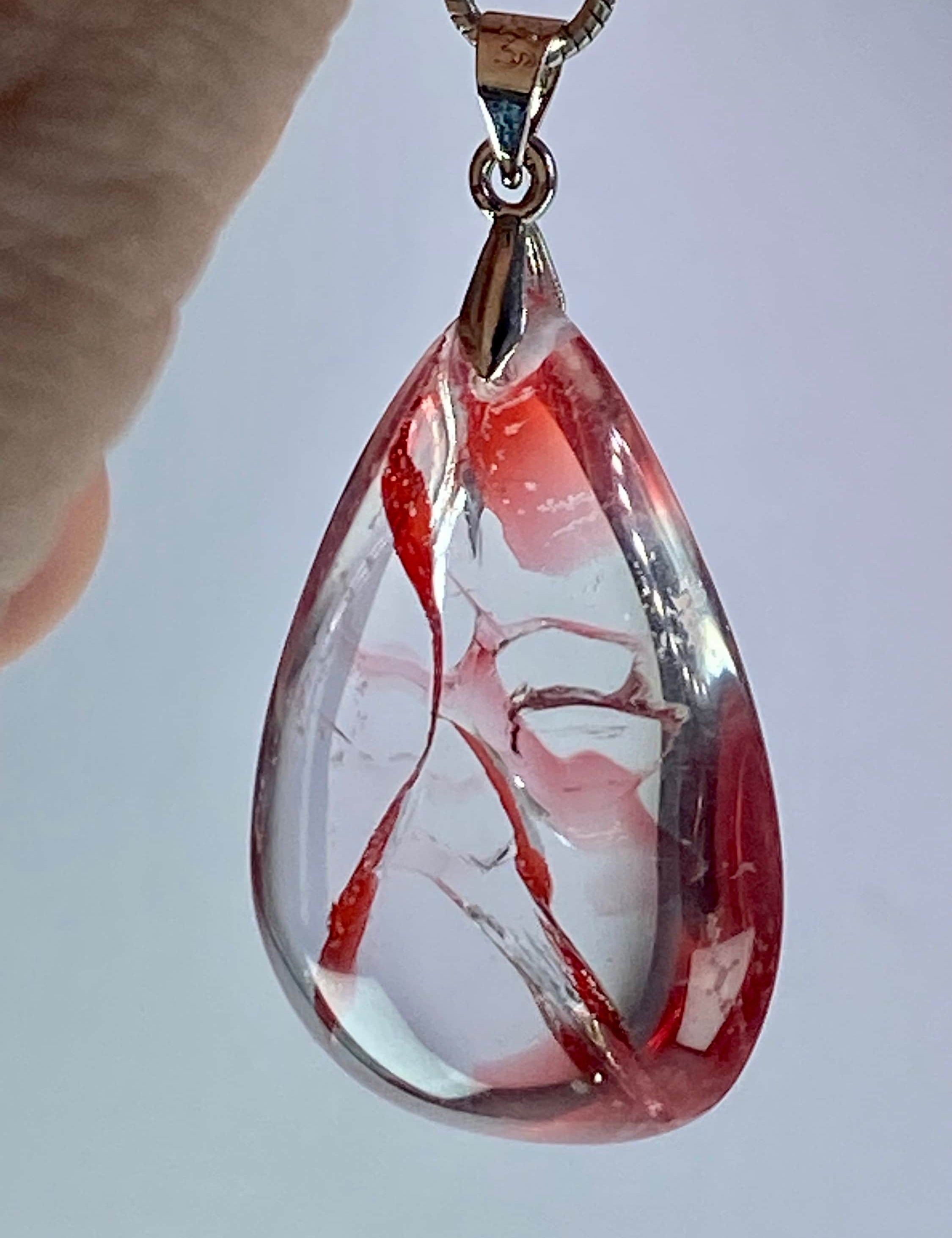 Grade AAA - Red Limonite and Silver Pendant