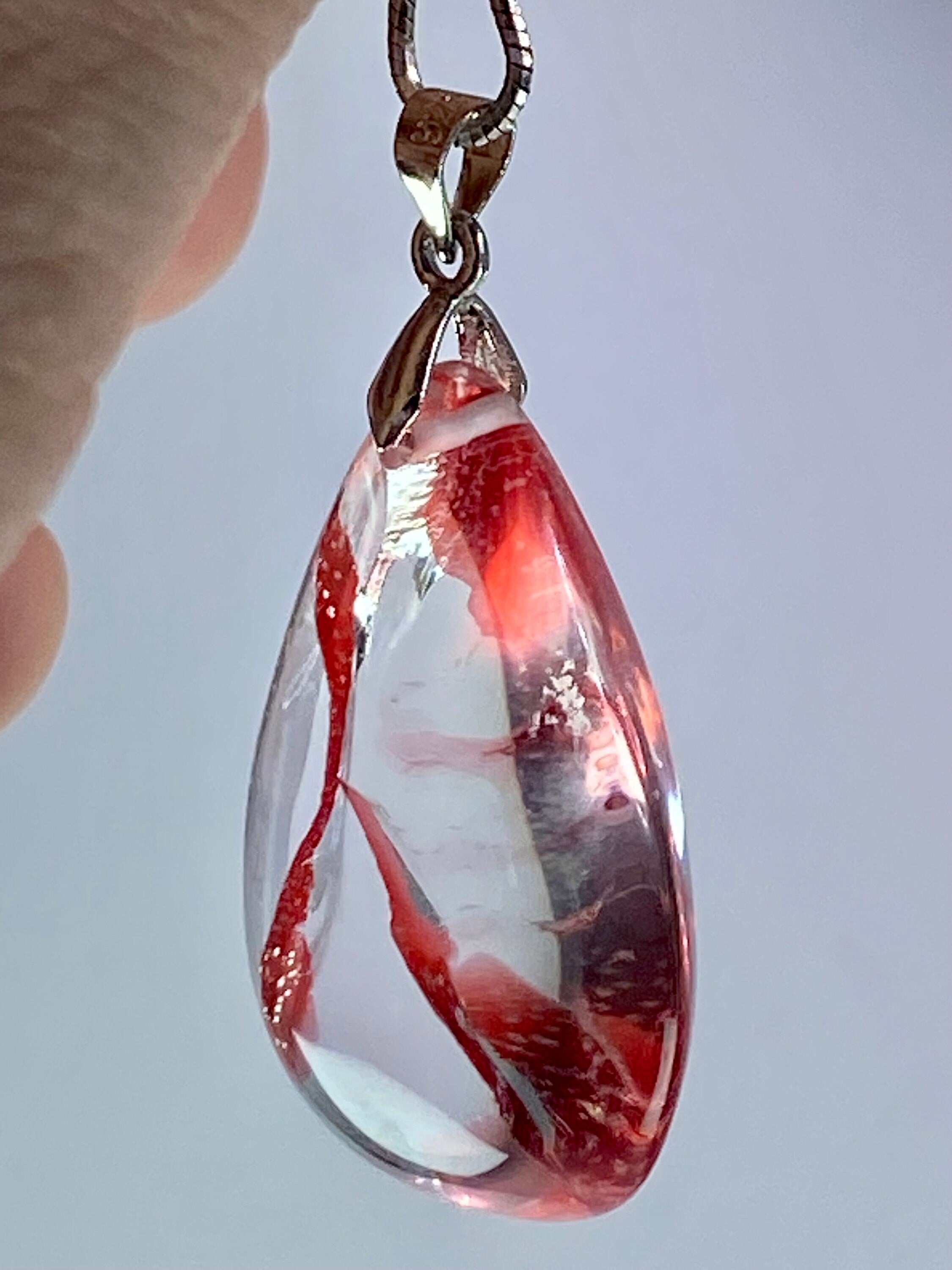 Grade AAA - Red Limonite and Silver Pendant