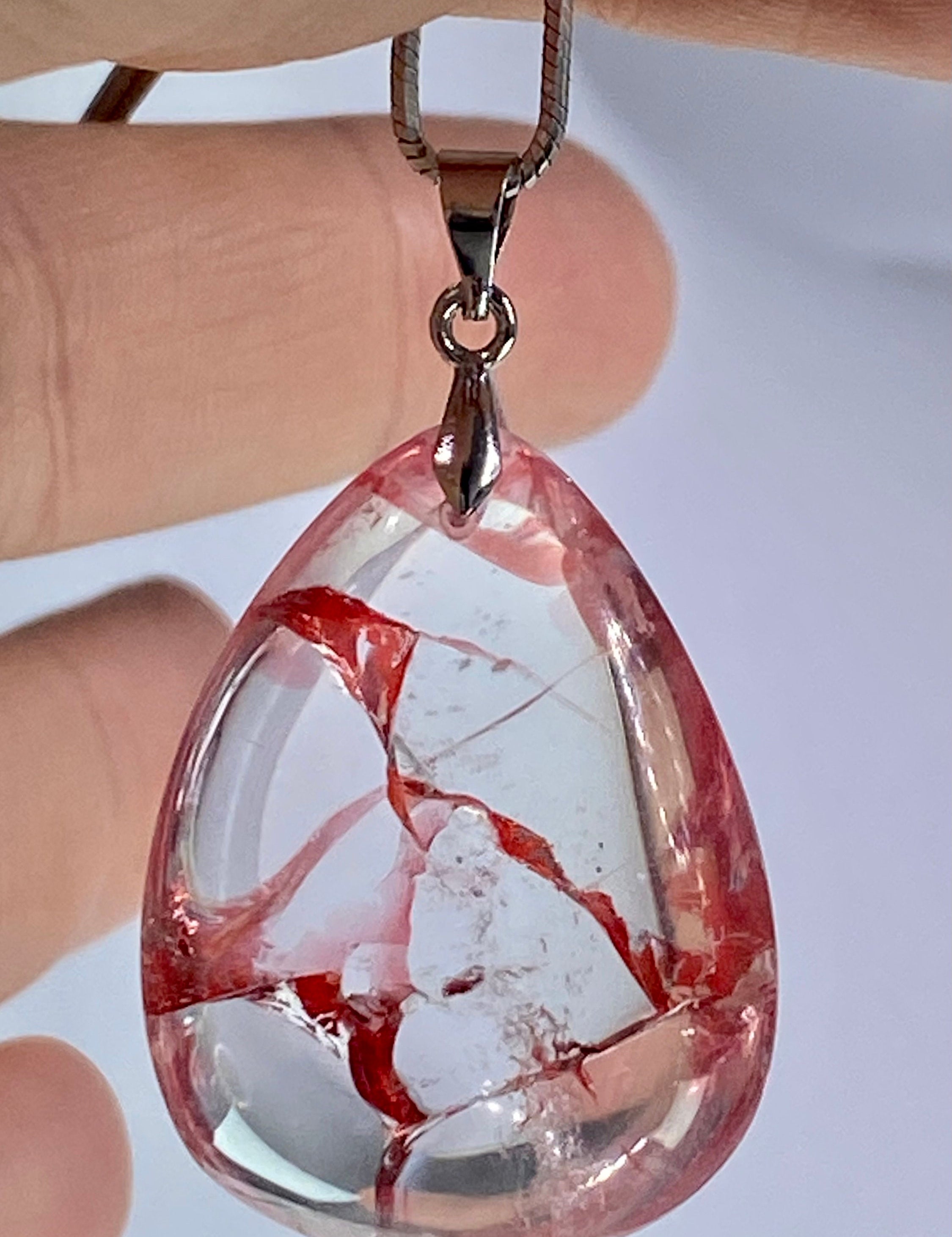 Grade AAA - Red Limonite and Silver Pendant