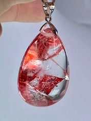 Grade AAA - Red Limonite and Silver Pendant